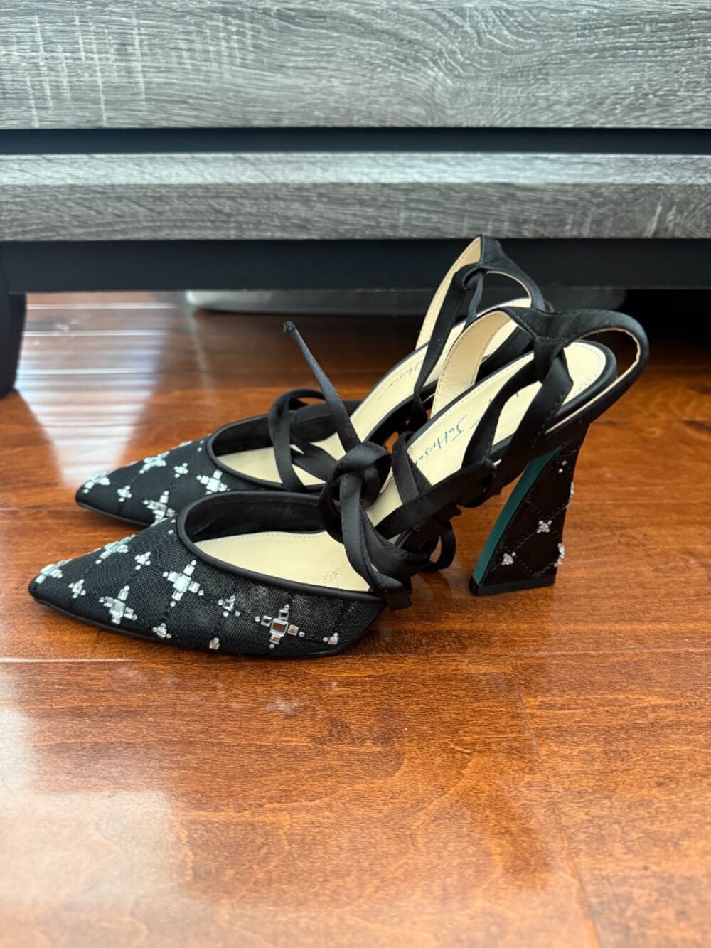 Betsy Johnson Black Jeweled Heels - Picture 2 of 4